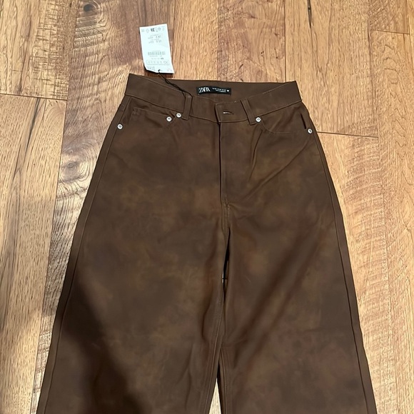 NWT Zara Woman’s Brown Wide Leg Jeans Size XS - Picture 3 of 7